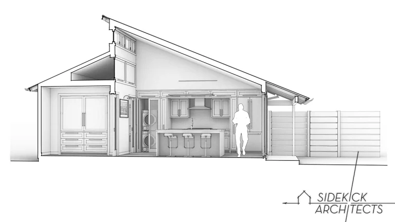 Sectional Perspective of Single Story ADU